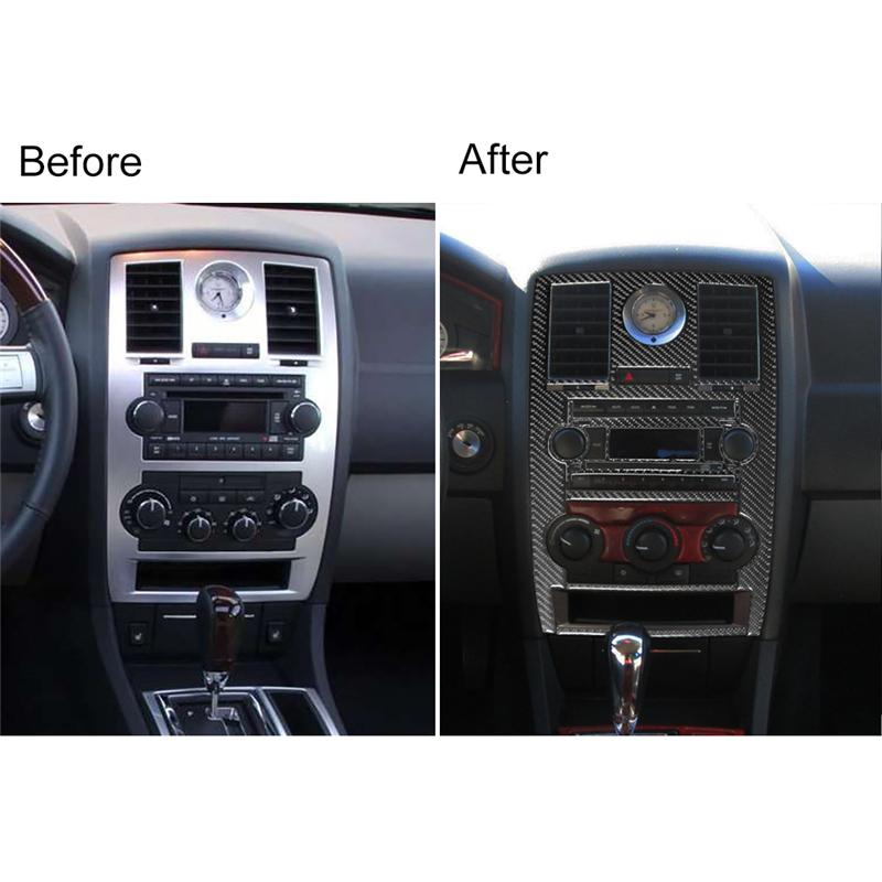 Kohlefaser Innenraum Auto Mittelkonsole CD-Panel Zierleisten Rahmen Abdeckung Aufkleber Für Chrysler 300 2005-2007 Ohne Navigationszubehör