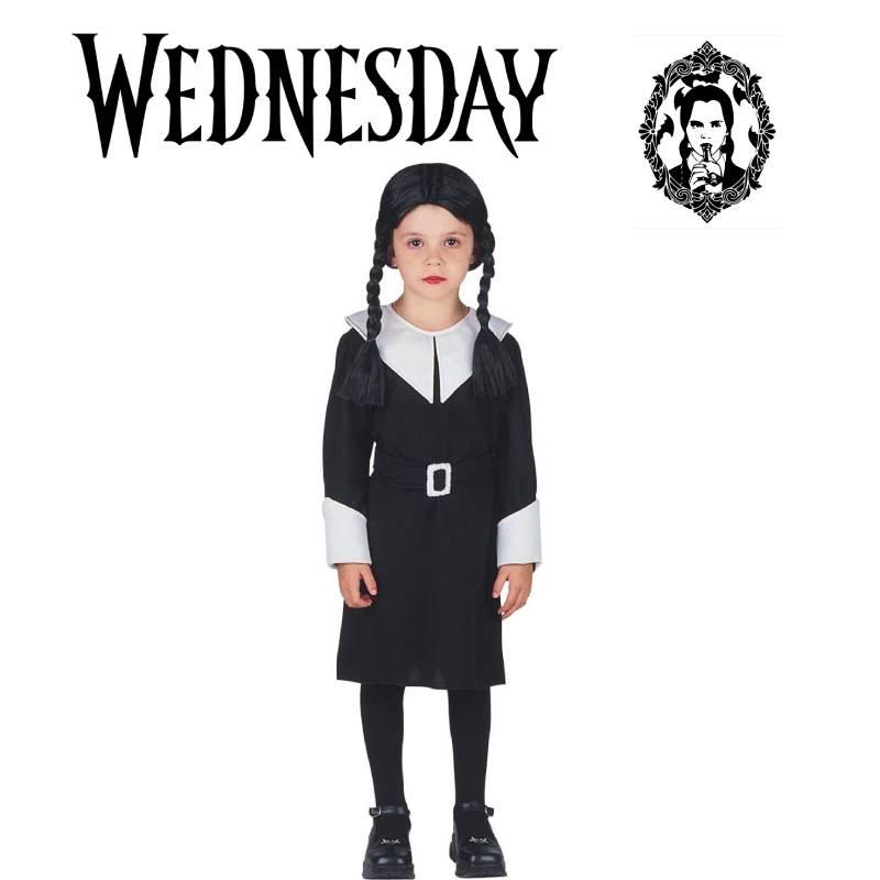 The Addams Family Wednesday Black Dress Goth Costume For Children Ages 3-12