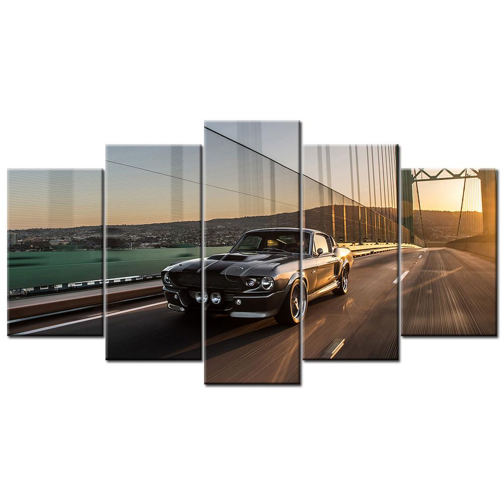 

Canvas Painting Wall Art 5 Pieces Mustang GT500 Sports Car Pictures Prints Vehicle Poster Home Decor 20X35 20X45 20X55cm
