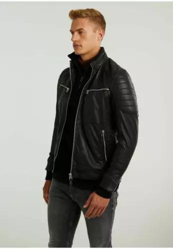 Motorrad Bomber Schwarze Reines Lammlederjacke Herren Bikerjacke