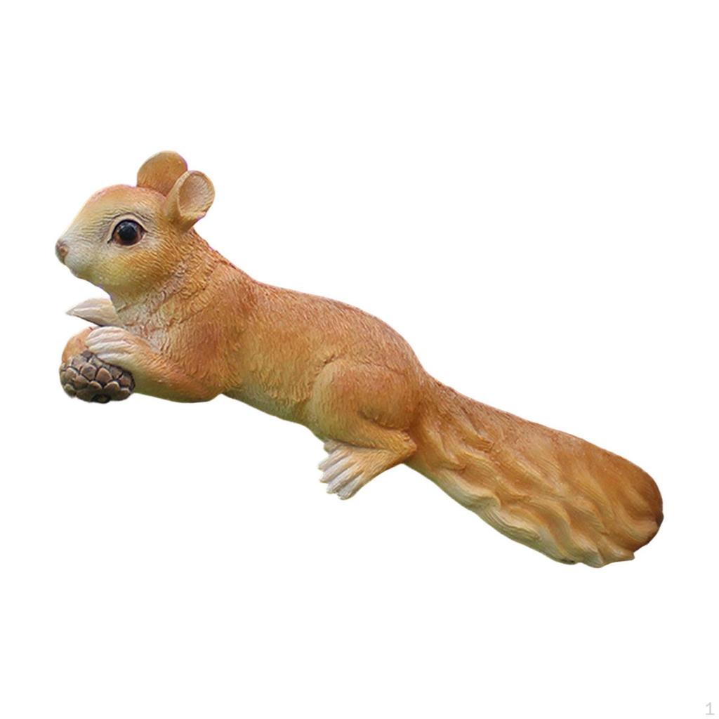 Squirrel Statue Figurine Resin Animal Ornament Garden Accessory Creative Hanging Easy to Install