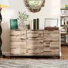 Industrial Style Buffet Sideboard with Drawer and 3 Cabinets, in Brown Wood, 120x36.5x70 cm