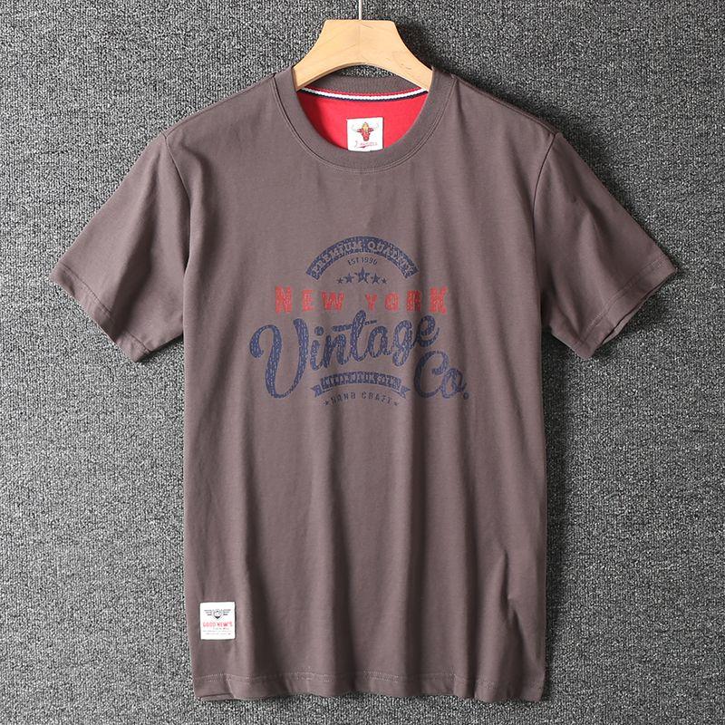 Trade Surplus Stock: Trendy High-Street Brand Pure Cotton Brushed Non-Transparent Short-Sleeve T-Shirts for Men and Women, Couple's Half-Sleeve Tops