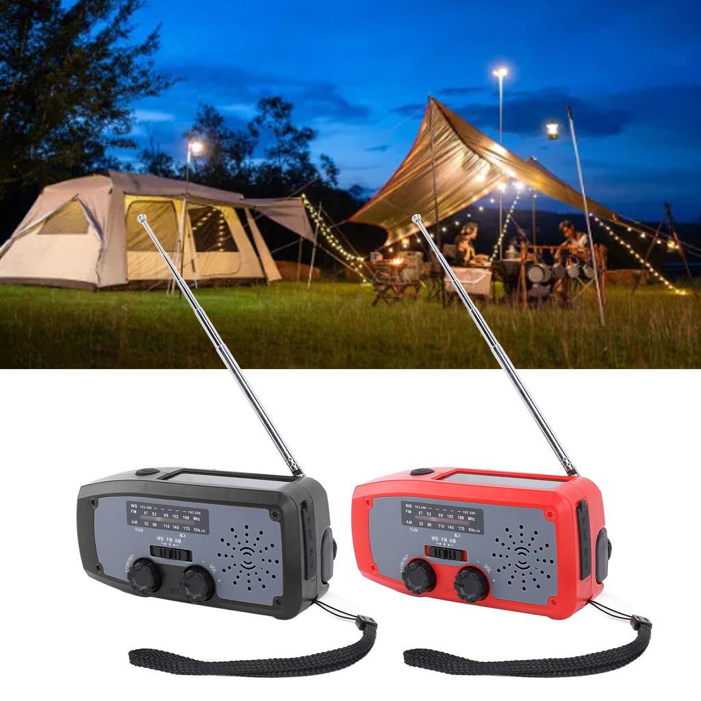 Radio portabil de urgență cu manivelă, cu lanternă LED, AM FM NOAA, radio meteo portabil cu baterie de 2000 mAh