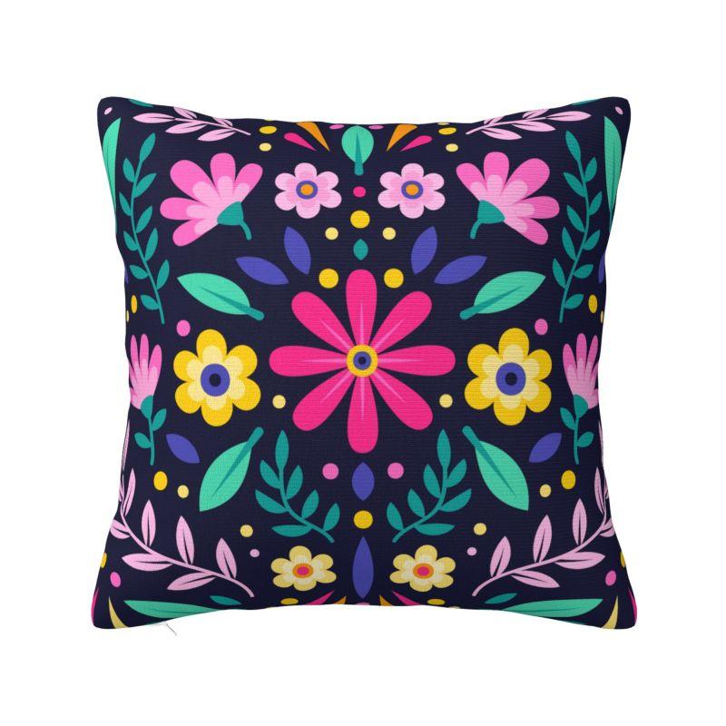 Mexican Flower Patchwork Print Cushion Cover x cm Polyester Velvet Throw Pillow Case For Sofa Decoration Bedding Pillowcase