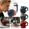 V8 Engine Stainless Steel Cup Car Engine Coffee Mug with Insulated Handle Automotive Engine Water Drinking Cup Mechanics Car Lovers Gifts