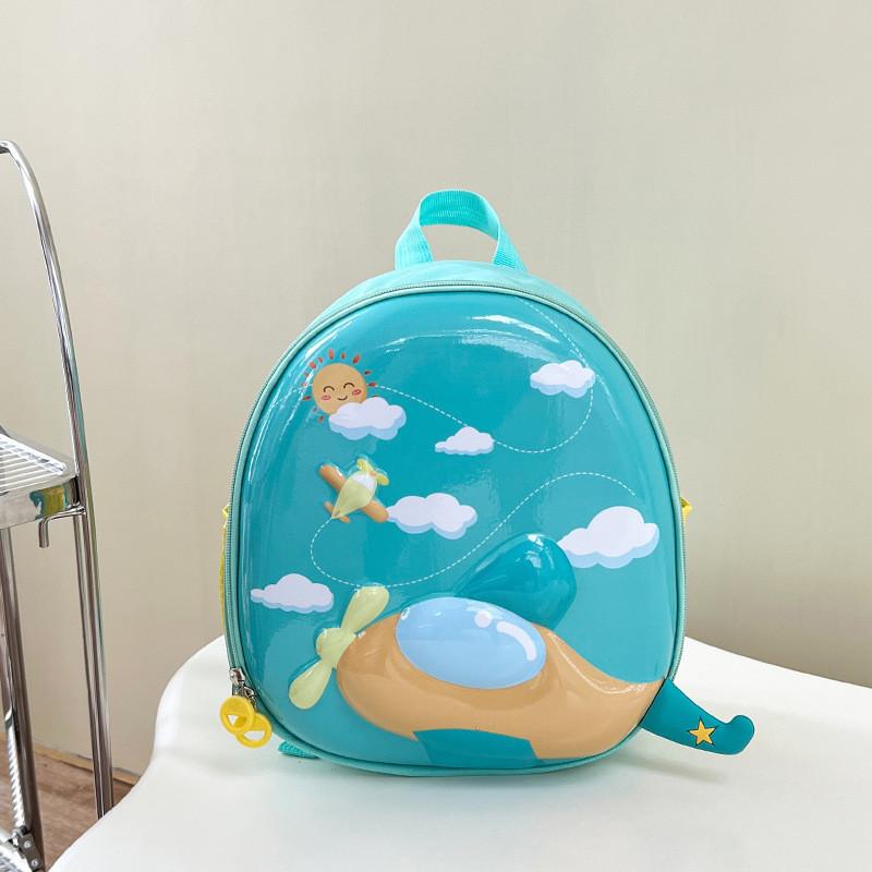 Adorable Children's Backpack For Boys And Girls Lightweight Pvc Airplane Design Perfect For Preschool And Kindergarten