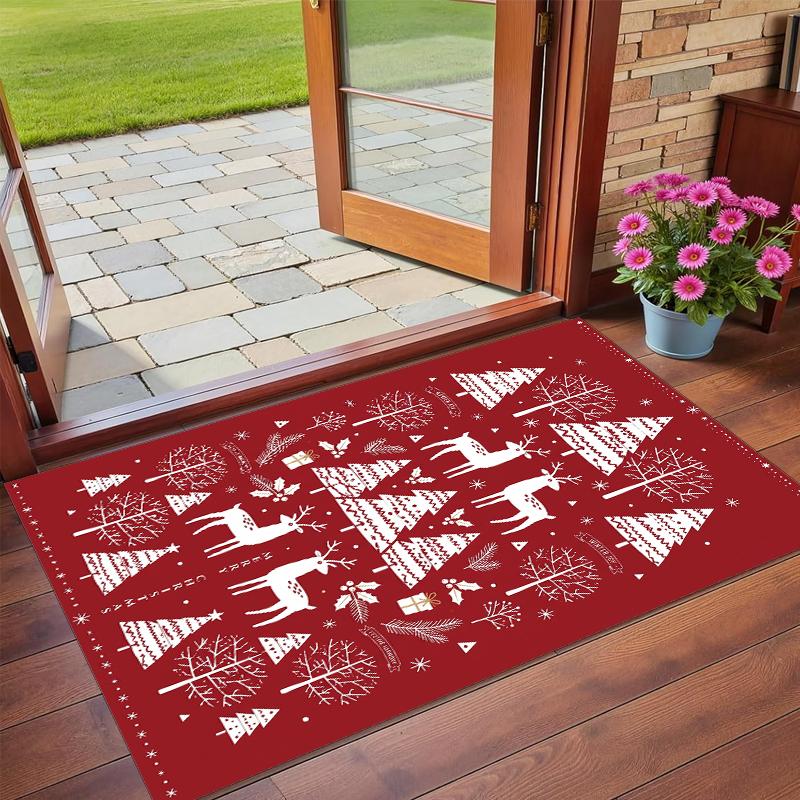 Christmas Printed Square Area Rug Soft Non Slip Floor Carpet For Bedroom Holiday Gift