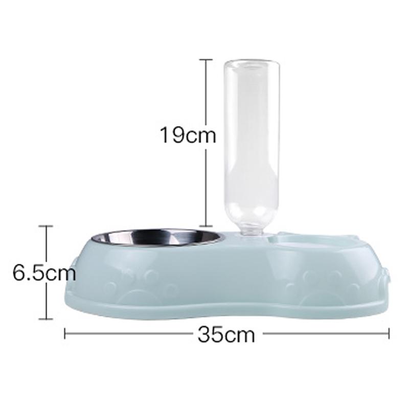 Andy Dog Bowl Cat Feeder Bowl With Dog Water Bottle Automatic Drinking Pet Bowl Cat Food Bowl Pet Stainless Steel Double  Bowl