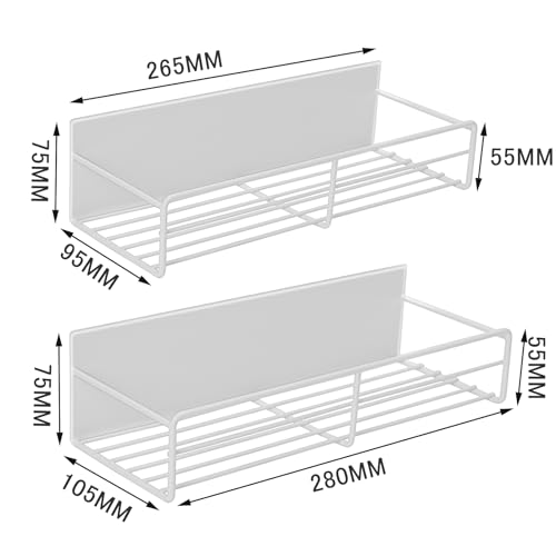 Set mit 2 magnetischen Badezimmerregalen für Badezimmer, Waschraum und Küchenaufbewahrung (Weiß)