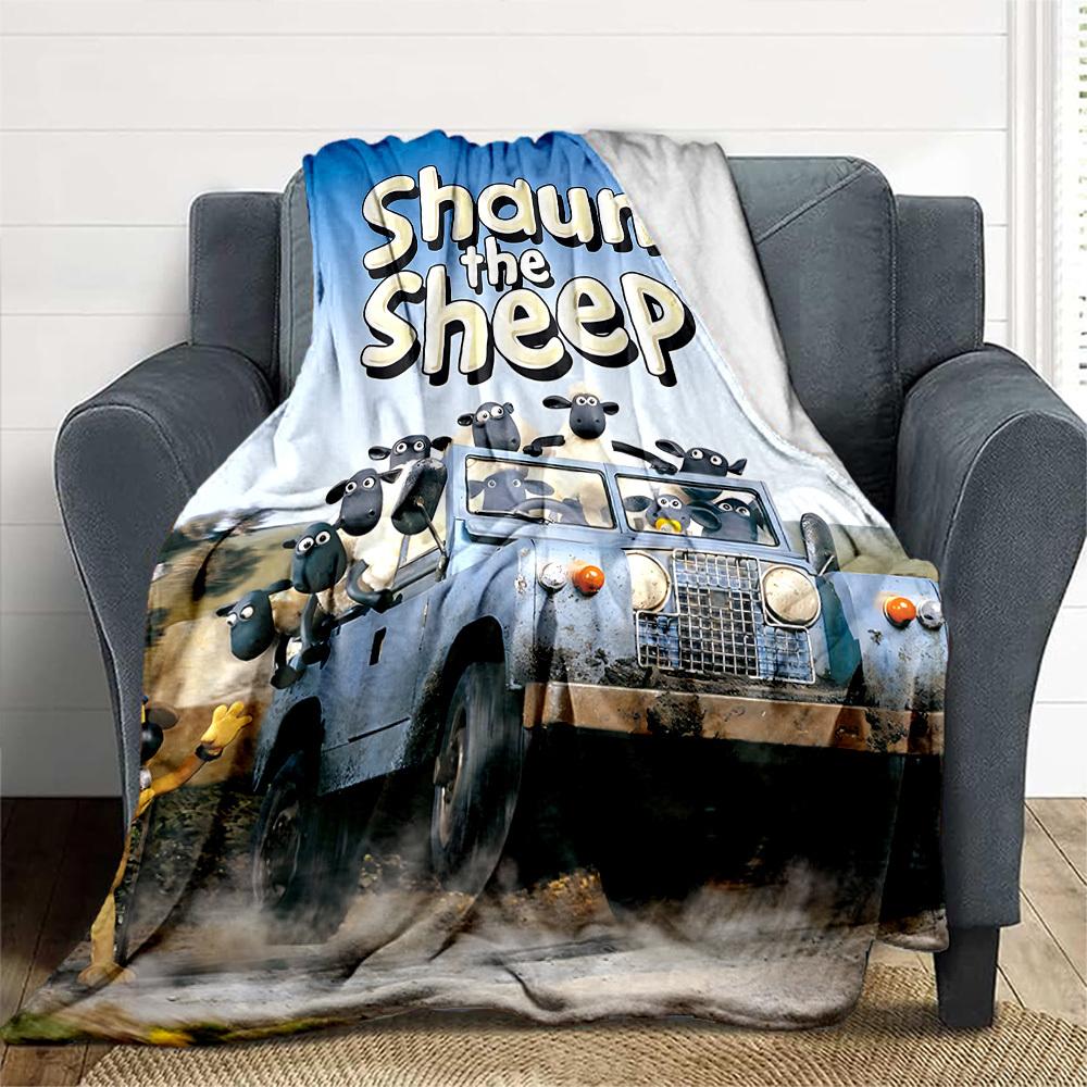 1pc Sheep Shaun Outdoor Blanket Lightweight Flannel, Soft & Warm, All-Season Use for Sofa, Outdoor, Camping, Living Room042