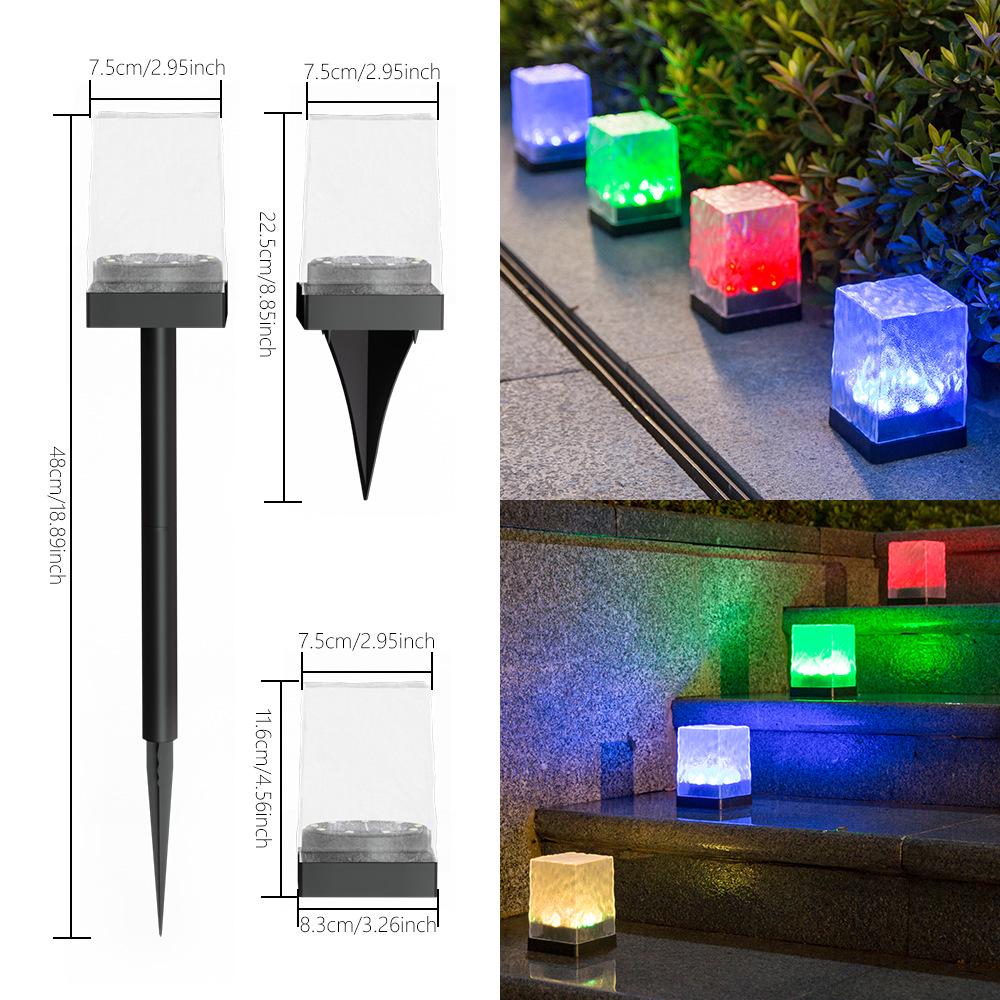 Waterproof Solar Ice Brick Garden Lights - Outdoor Glass Deck & In-Ground Lights