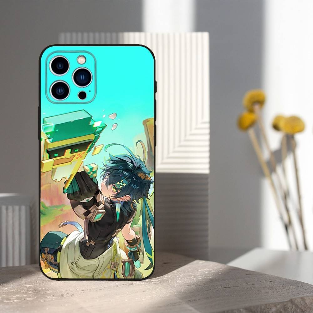 Game Genshin Impact K-Kinich Case For iPhone 12,14,15,16,17,13,11,X,Mini,Plus,Pro Max,8,7,XR,SE,XS,Soft Silicone Black