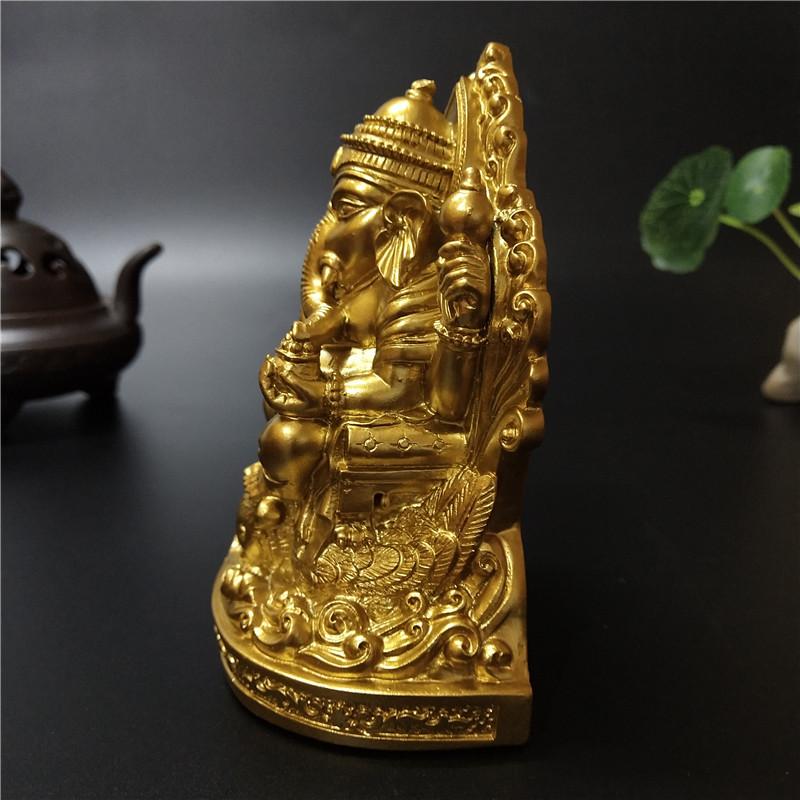 12cm Gold Lord Ganesha Statue Buddha Elephant God Sculptures Resin Home Decoration Meditation Big Buddha Statues
