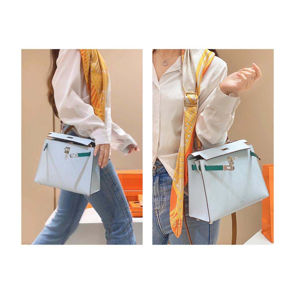 Haute Couture Palm Pattern KL Bag 25cm Second Generation Contrasting Color Half-hand Leather Shoulder Crossbody Bag Women's Mini