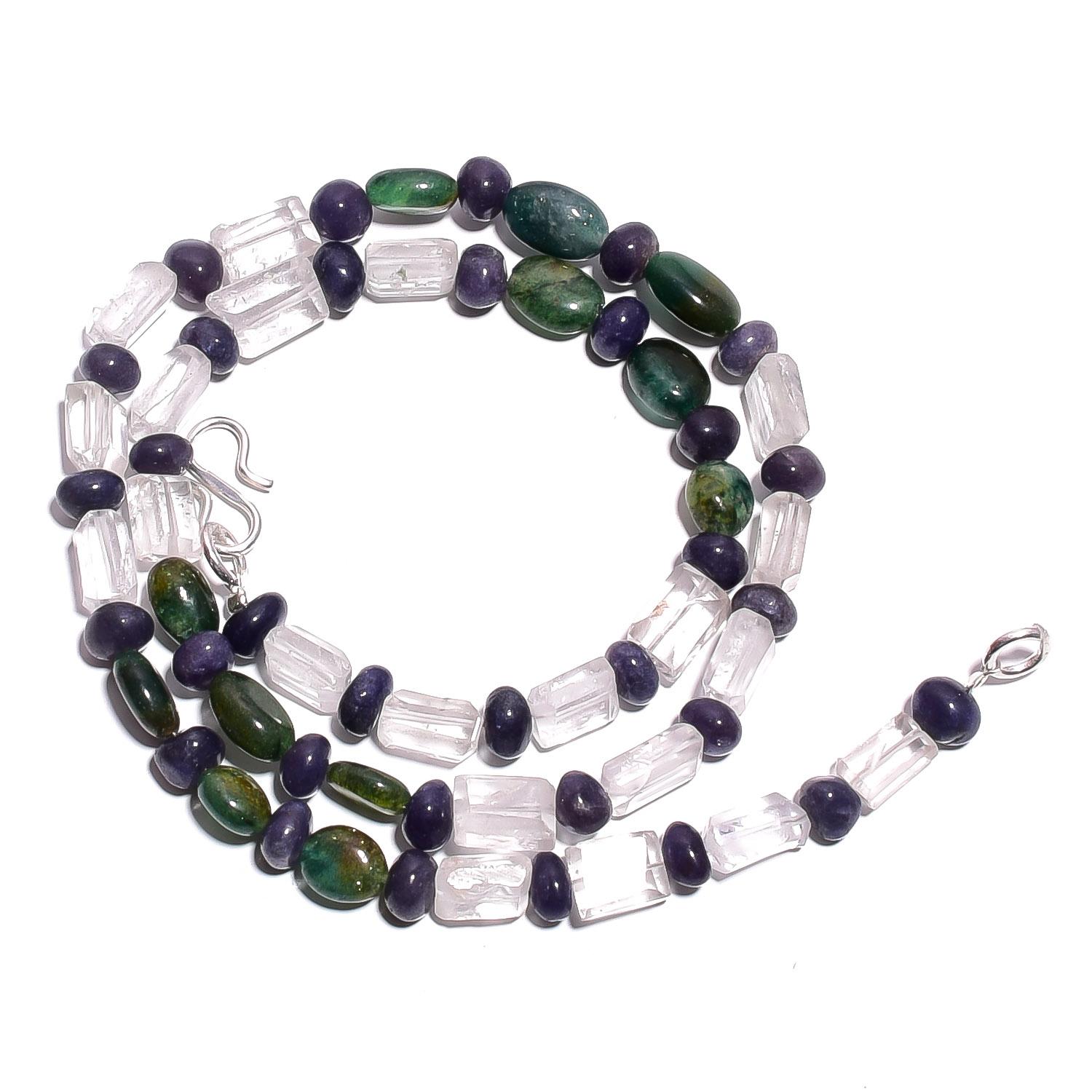 

Natural Aventurine Iolite Crystal Gemstone Smooth Beads Necklace 17 UB-4759 UB-4759