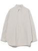 [BEAMS BOY] Long-Sleeve Dobby Stripe Big BD Shirt for Women, Grey, Free Size