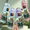 1PC Glass Bottle Terrarium Print 750ml Color Plastic Sports Water Bottle Leakproof Flip Straw Lid Suitable for Sports Office Home Use