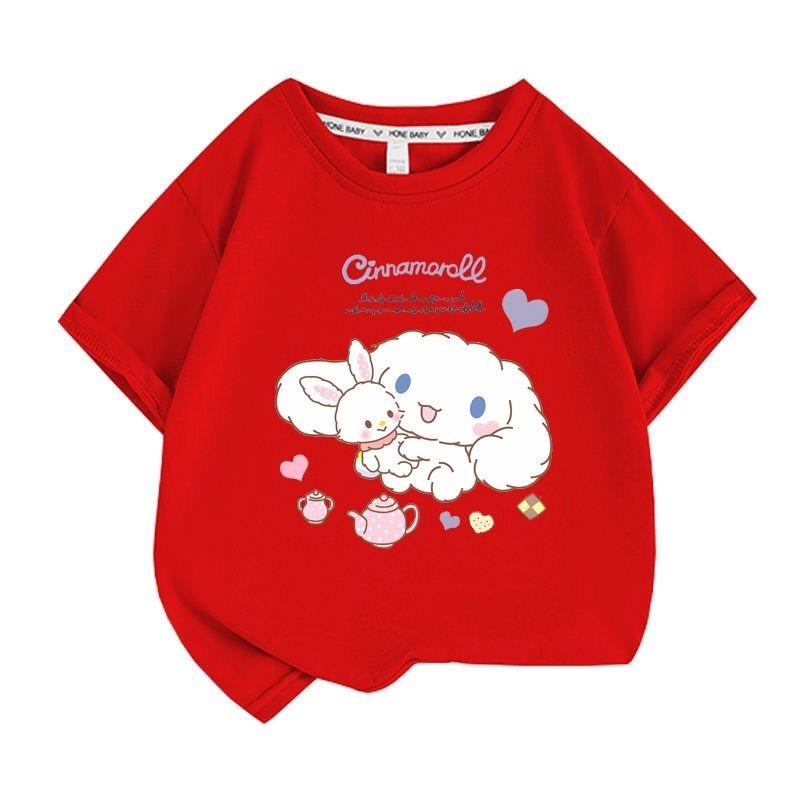 Japanese-Style Cinnamoroll Children's Short-Sleeve Top — 2026 New Arrival | Sanrio Kids' 100% Pure Cotton Printed Summer Wear