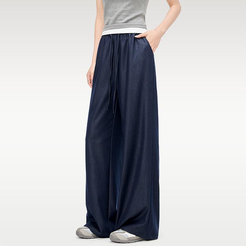 

Leave-in jeans women s summer thin new loose retro straight-leg pants drape Yamamoto wide-leg casual pants XL темно-синий