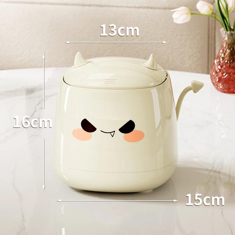 

Cute Cartoon Plastic Trash Can with Lid, Desktop Office Small Garbage Bin for Home Kitchen Bathroom Living Room Wastebasket