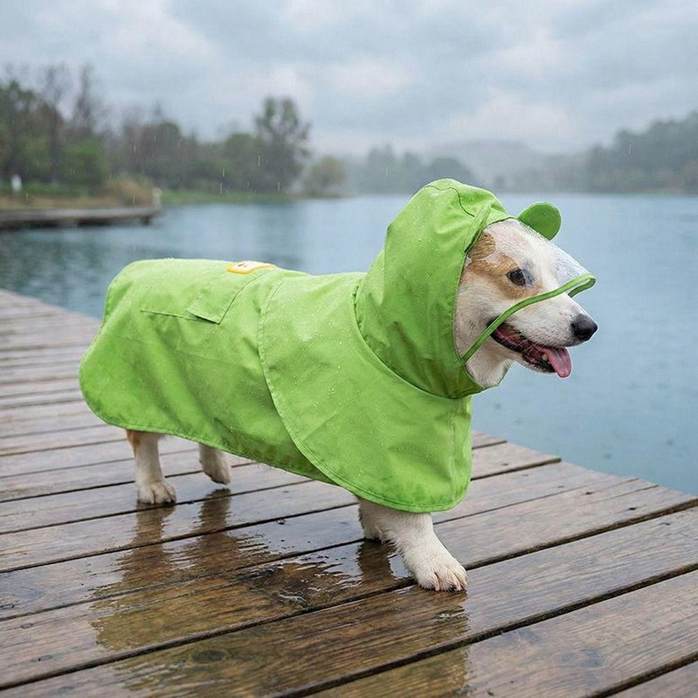 Hooded Design Pet Rain Cloak Dirt-Resistant Dog Rain Jumpsuit Waterproof Rain Jacket  Outdoor Use