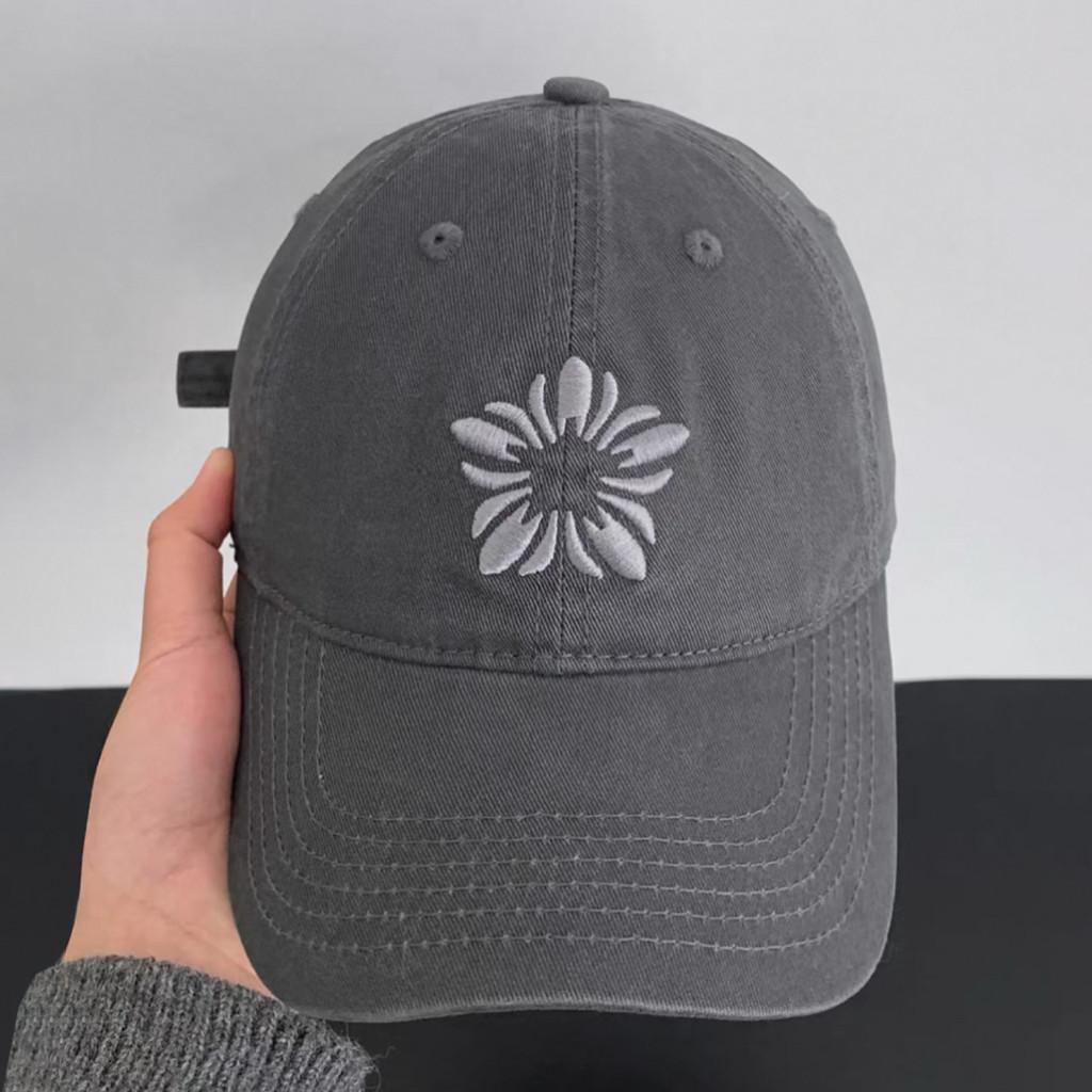 Snow Lotus Embroidered Cotton Baseball Cap With Sun Protection For Casual Women