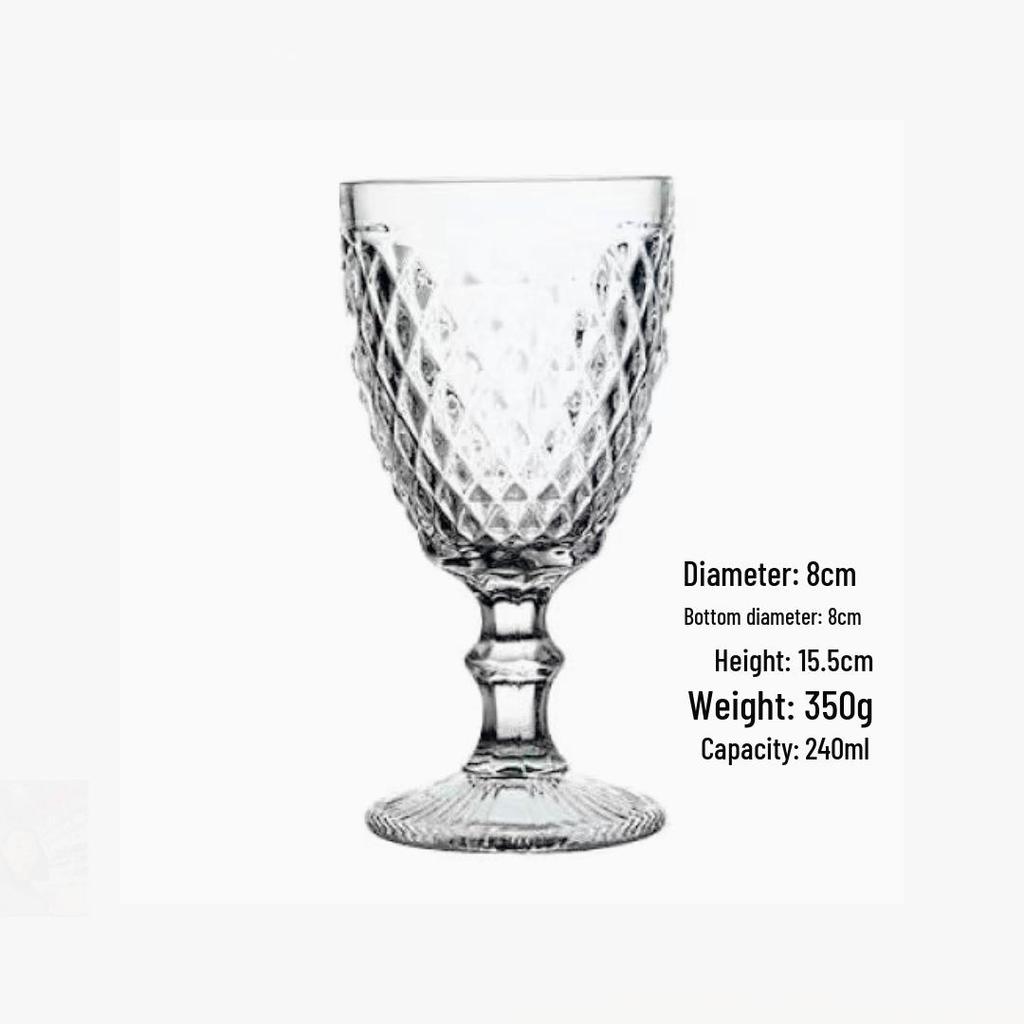 Vintage Embossed High-Footed Red Wine Glass with Bubbles - Wedding Decoration, Child-Friendly, Thickened Design