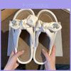 Summer Women's Casual Open Toe Slippers Soft Sole Stylish Bowknot Chunky Sandals In Beige And Black