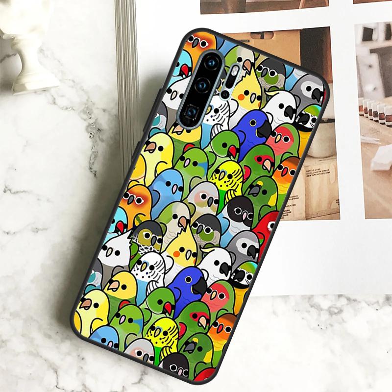 Cartoon Cockatiel Collage For Huawei Nova 10 SE 9 11 Pro Y60 Y70 Y90 Y61 Y91 Y72 Y73 12i 11i 8i P20 P30 P40 Lite Case