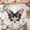 Rose and Butterfly Metal Wind Chime Outdoor Garden Decor with 2D Dynamic Art 360 Rotating Hooks Wind Powered for Patio Yard or Holiday Decoration
