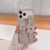 Retro Pattern Card Holder Case with Wrist Strap for iPhone 14/13/12/11 Apple 17/16/15 PROMAX