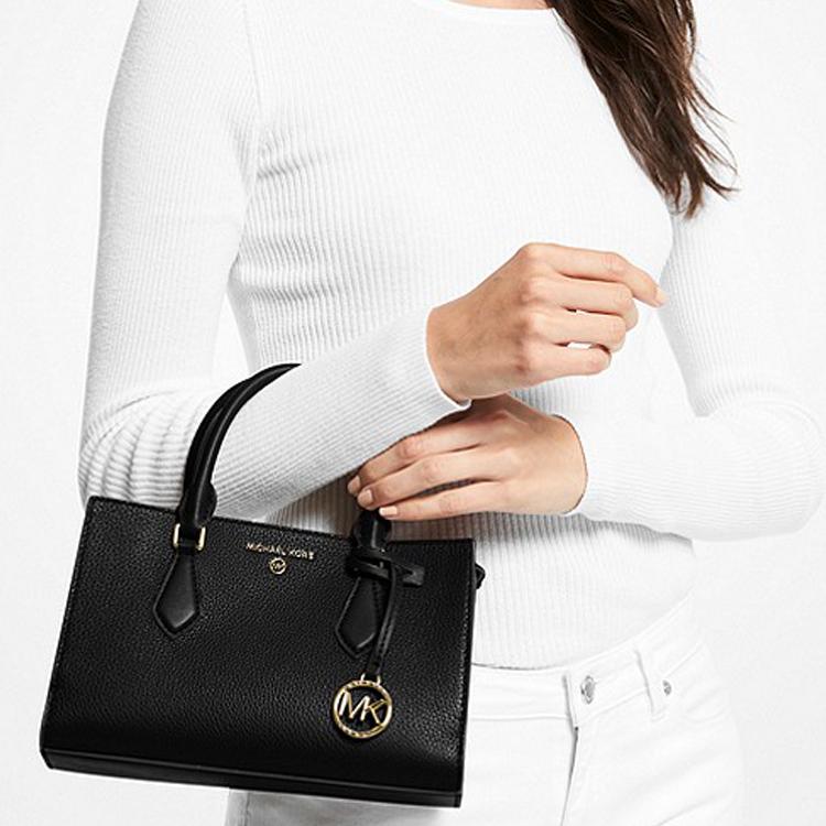 Michael Kors Mk Valerie 24 Gold Letter Logo Tote Bag Pebble Leather Women handbags Black 30F2G9VS1L-001