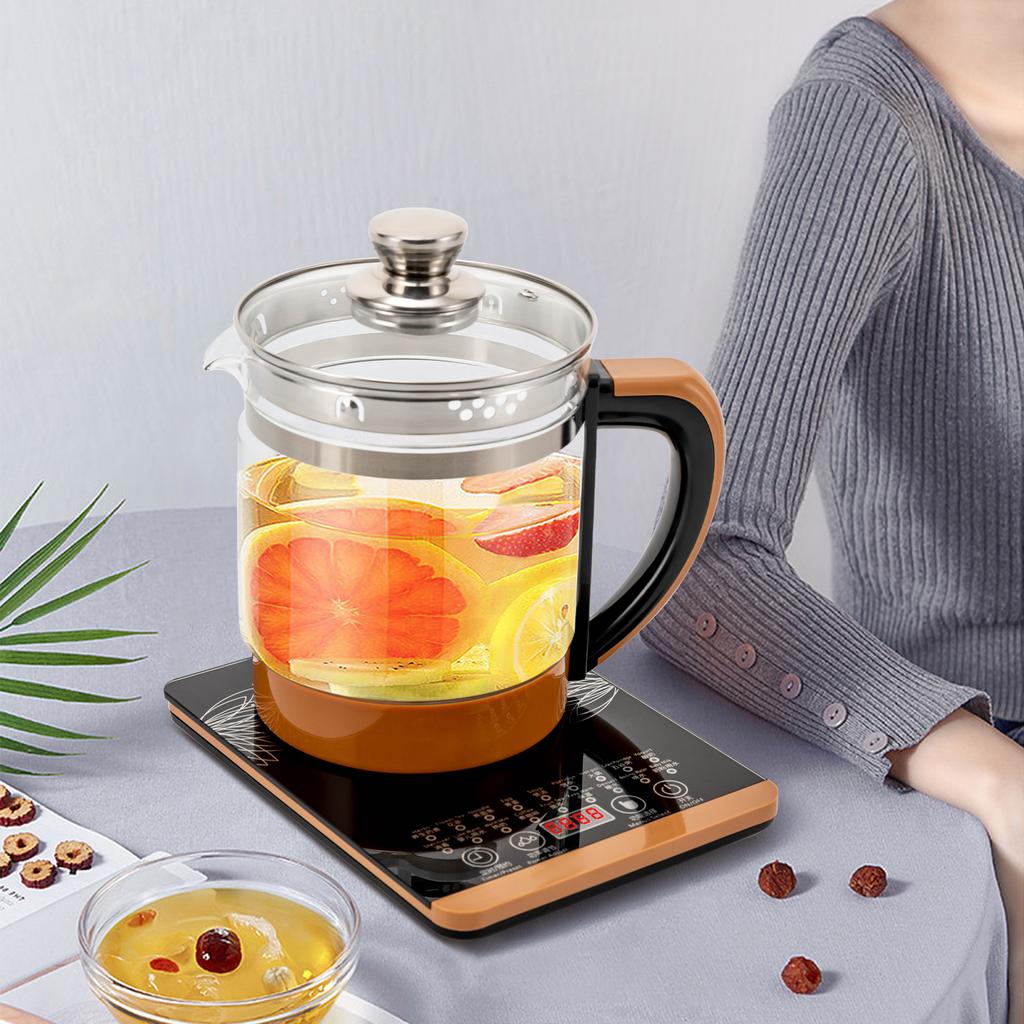 1.8L Multifunctional Glass Kettle Health Pot Tea Maker Household W/Filter Digital Heating Base For Medicine Meals/Scented Tea