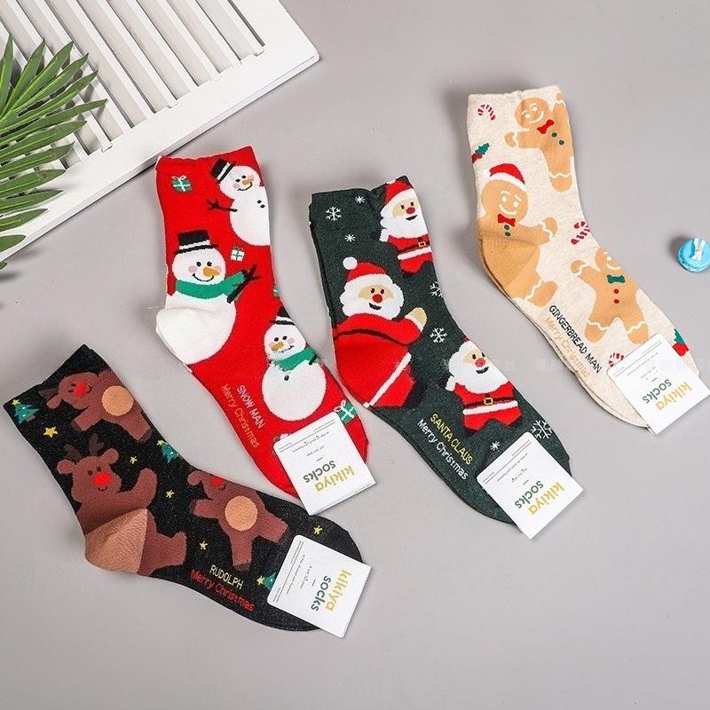Cartoon Christmas Socks Cute Women's Christmas Socks Elk Mid Snow Man Socks Christmas Women's Socks
