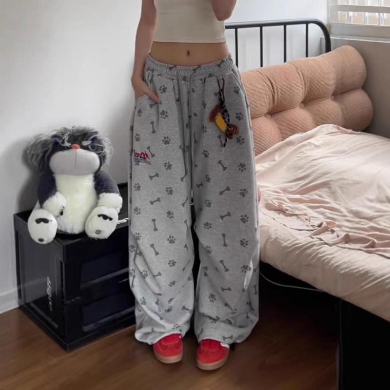 Womens Vintage Streetwear Sweatpants Loose Fit Wide Leg Hip Hop Dance Pants
