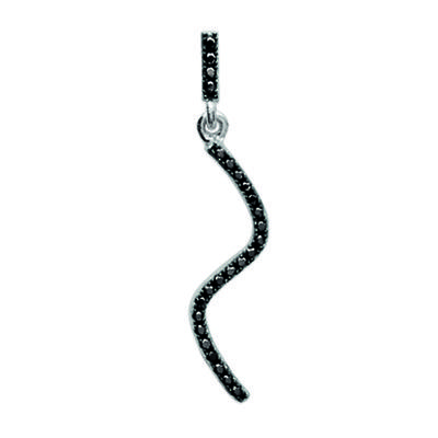 [L6690] - Silver Pendant 'Sissi' Black Silver (rhodium-plated) - 25x1 Mm