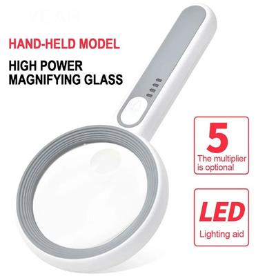 With LED Light Handheld  Magnifier Loupe Reading Magnifier Illuminated Magnifying Glass  Stamps