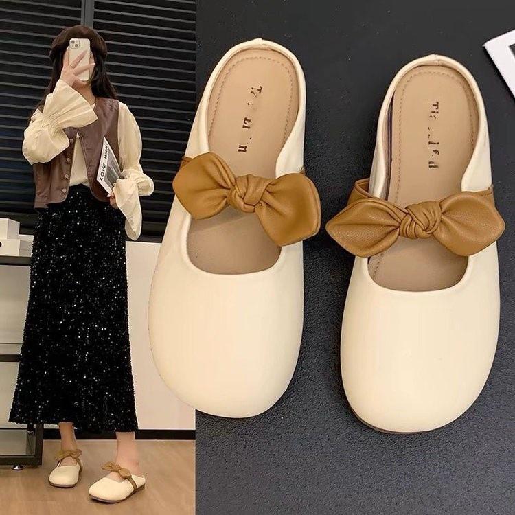 Summer half slippers fashion flat heel non-slip cool slippers women's 2026 Xiaoxiangfeng one-word bag head drag lazy shoes