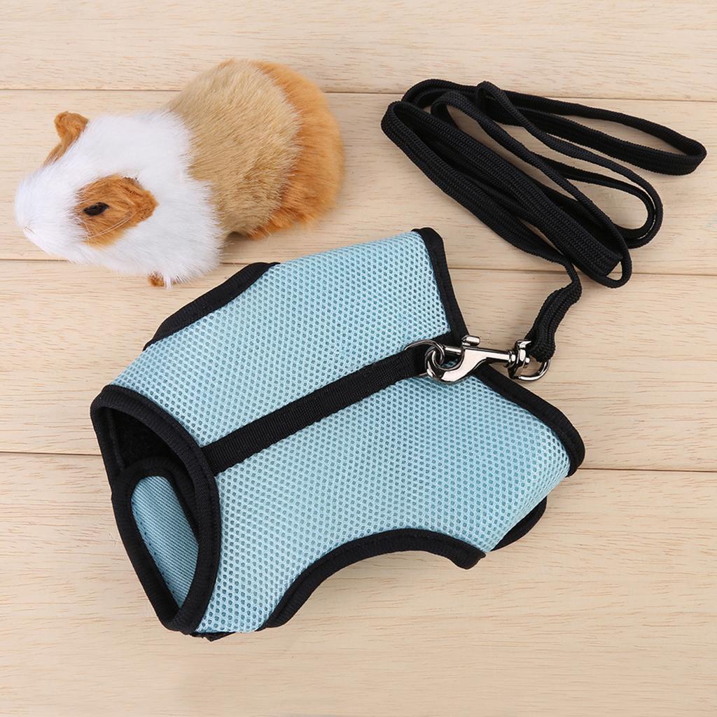 Hamster Rabbit Harness Set Small Animal Pet Safety Walking Vest With  Leash (Light Blue M)