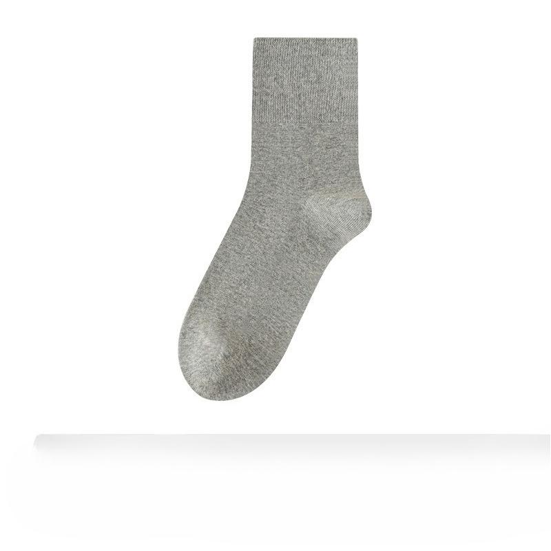 Men's Autumn and Winter Thickened Pure Cotton Loose Mid-calf Socks, Antibacterial and Deodorizing Long Calf Socks, Business Solid Color Men's Socks