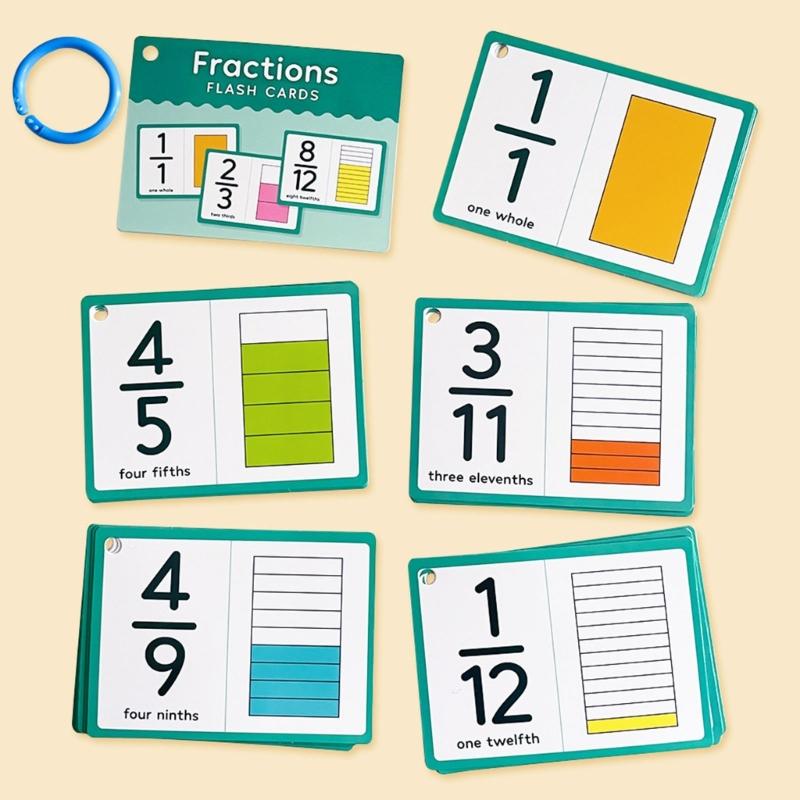 Fraction Educational Cards Math Study Tool For Students Teachers Homeschooling Materials Paper Visual Learning Aids