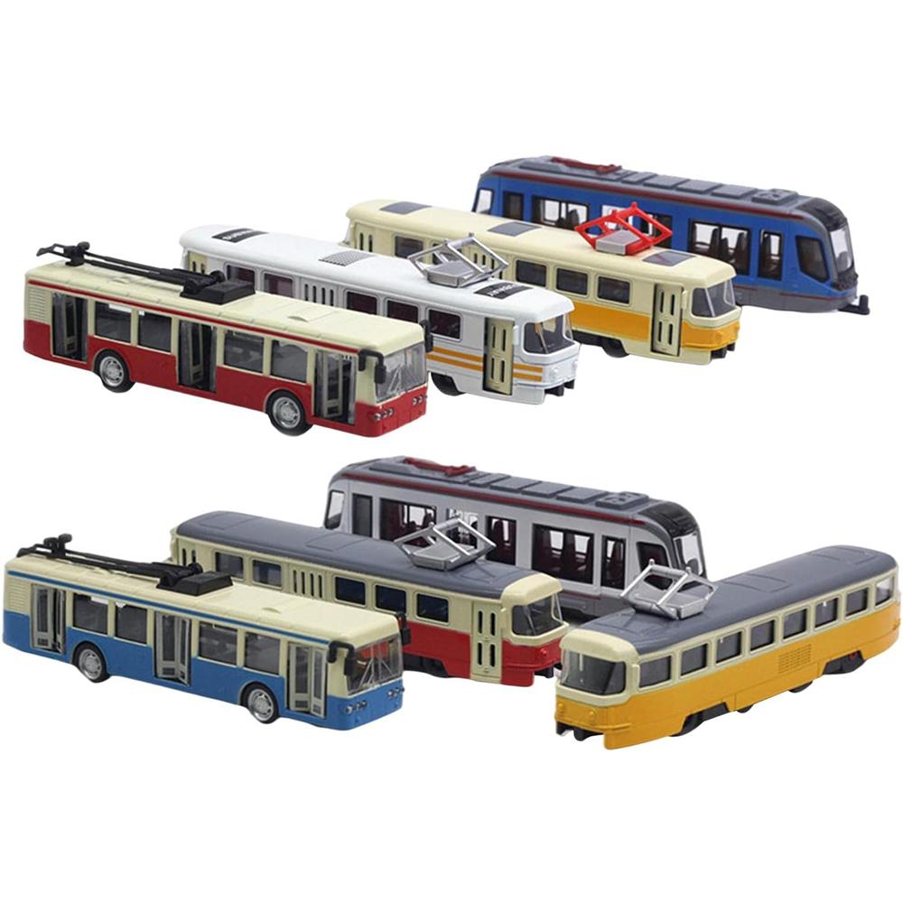 4Pcs Car Toys, Bus Train Model Toys, Car Toys, Inertia Car, Door Opening, Bus Toys, Education Toys, Desktop Decoration for Children 4-6 Years Old