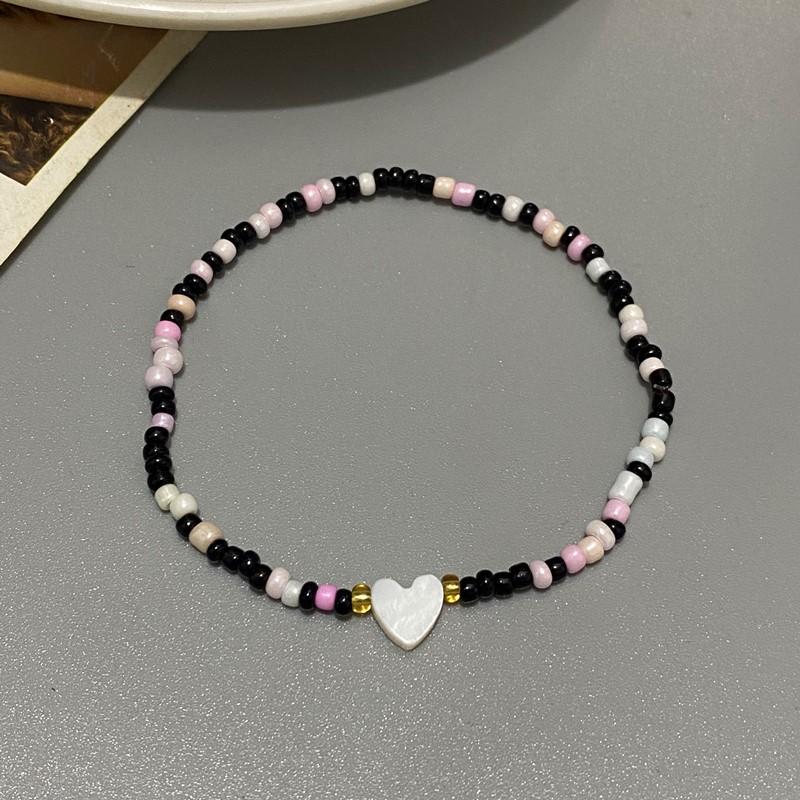 Small Glasses Beads Bracelet for Girl Women Nature Shell Love Heart Hand Jewelry Gift for Friend