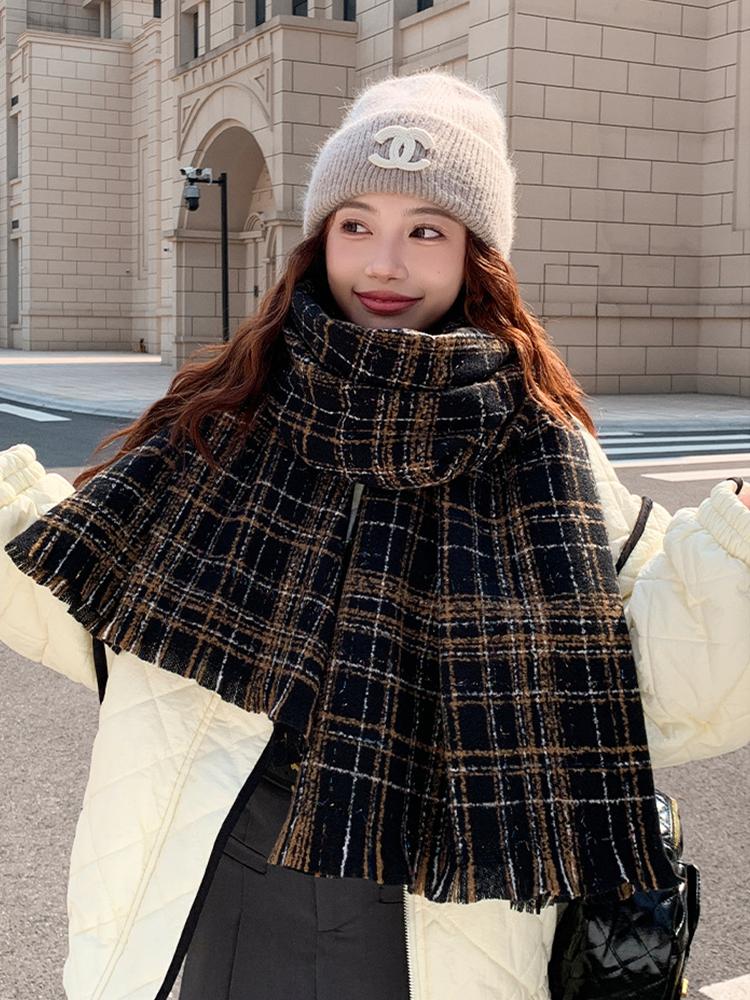 Women Winter Vintage Knitted Scarf Headscarf Ladies Men Casual Preppy Plaid Warm Scarve Mujer Male Foulard Wrap Shawl New Unisex
