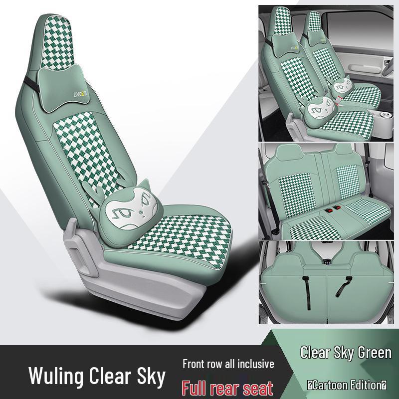 Wuling Sunny Spezielles Autositzkissen: Ganzjahres-, Vollumfassendes Design mit Leder, Faserleinen und Cartoon-Mustern