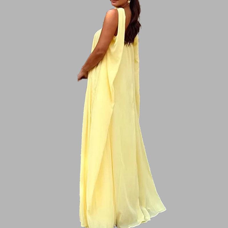 Nuevo de primavera, vestido sencillo y elegante de color liso con empalme de tubo