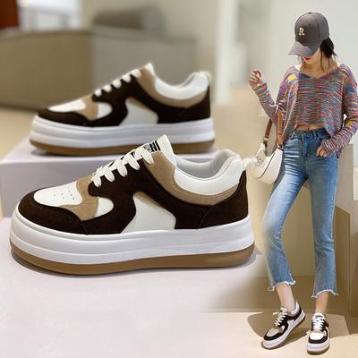 Herbst Neue Damenmode Gemischte Farben Schnür-Plateau-Sneakers Frühling Frau Casual Damen Vulkanisierte Schuhe Tenis Zapatillas D363