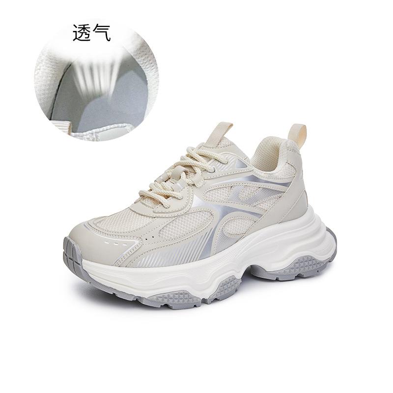 

Daddy Shoes Women s 2025 Spring New Versatile Platform Height Increasing Women s Shoes Casual Women s Running Sneakers 40 бежевый