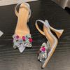 Women's High Heels Fashion Bowknot Crystal Pumps Luxury Sexy Pointed Toe Women Sandals Trend Prom Party Shoe Zapatillas De Mujer